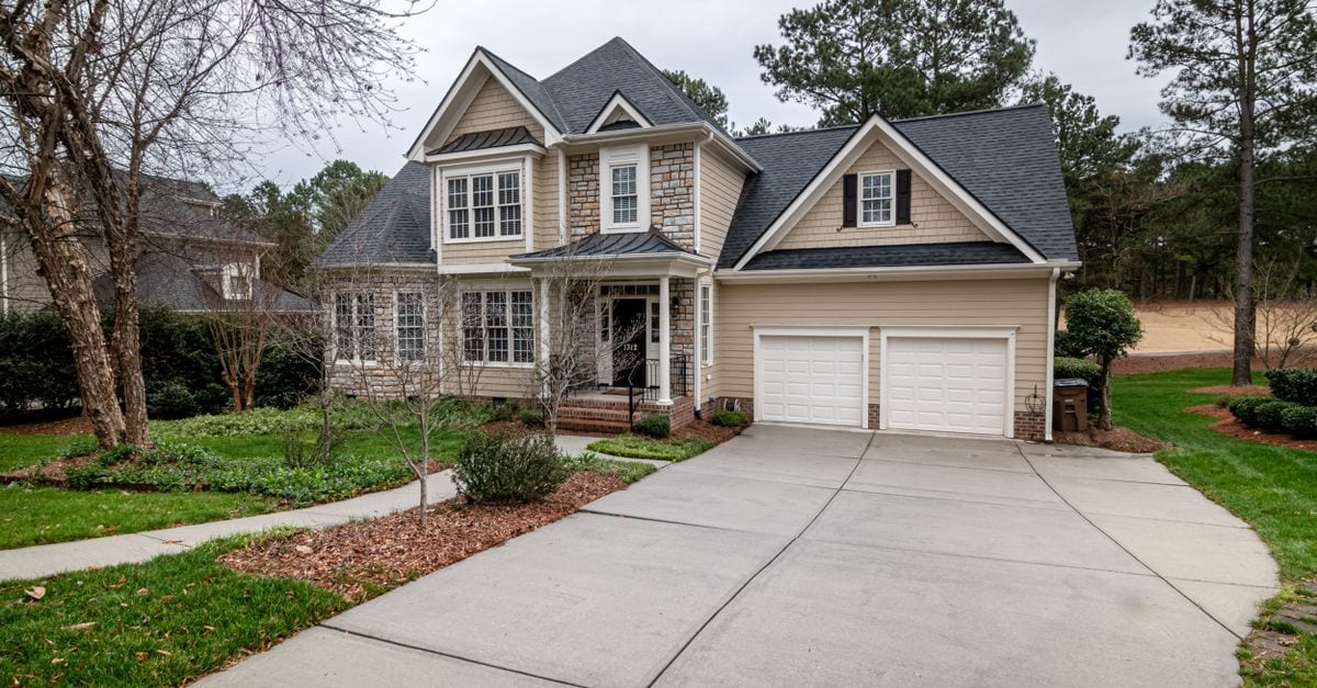 Sloped driveways. The textured finish keeps its grip on an incline when the surface is wet.