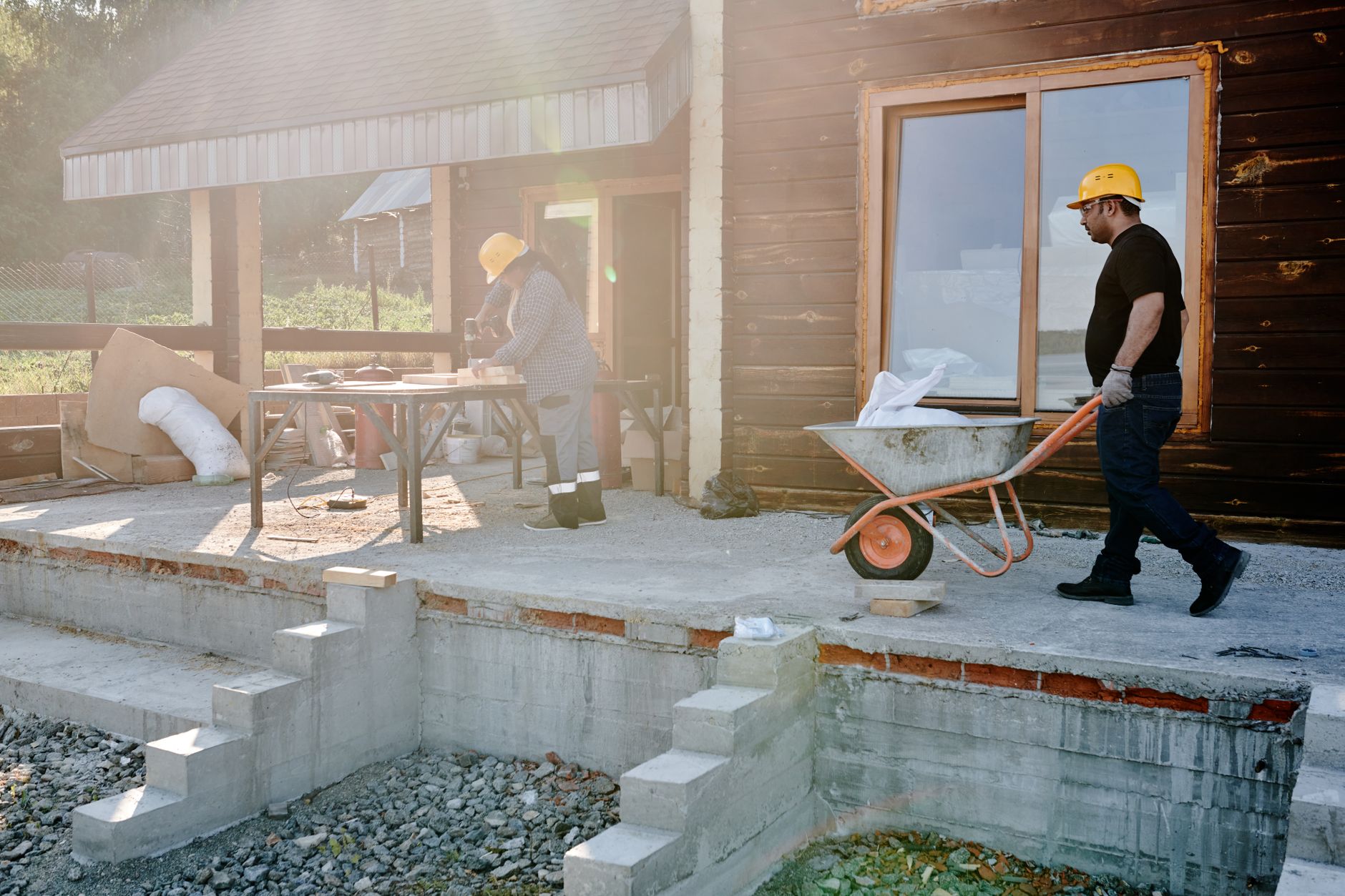 A finished concrete driveway