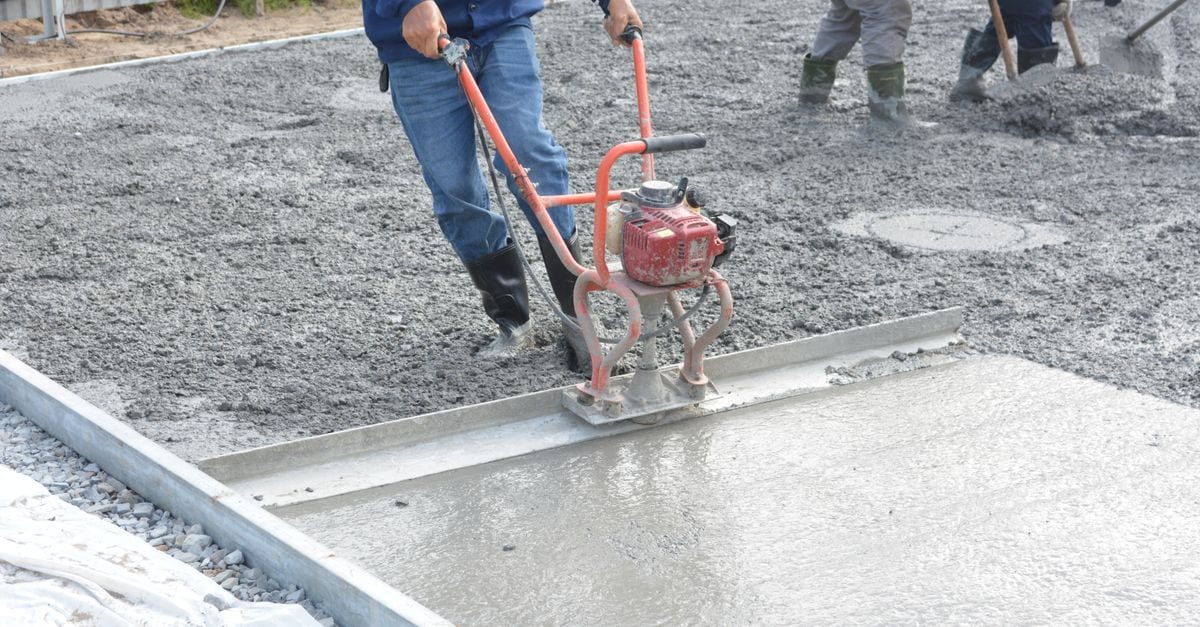 A concrete slab, poured and finished