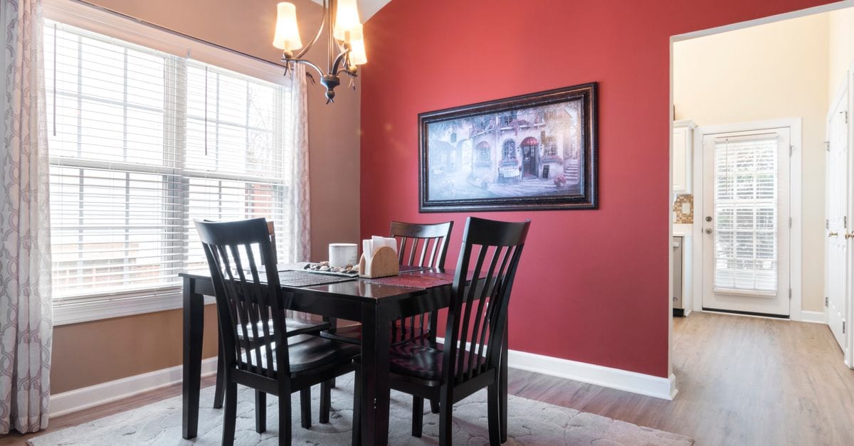 A feature wall painted in a deeper tone.